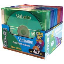 CDR 700mb Datalife Colours 25pack - Verbatim - 40201160